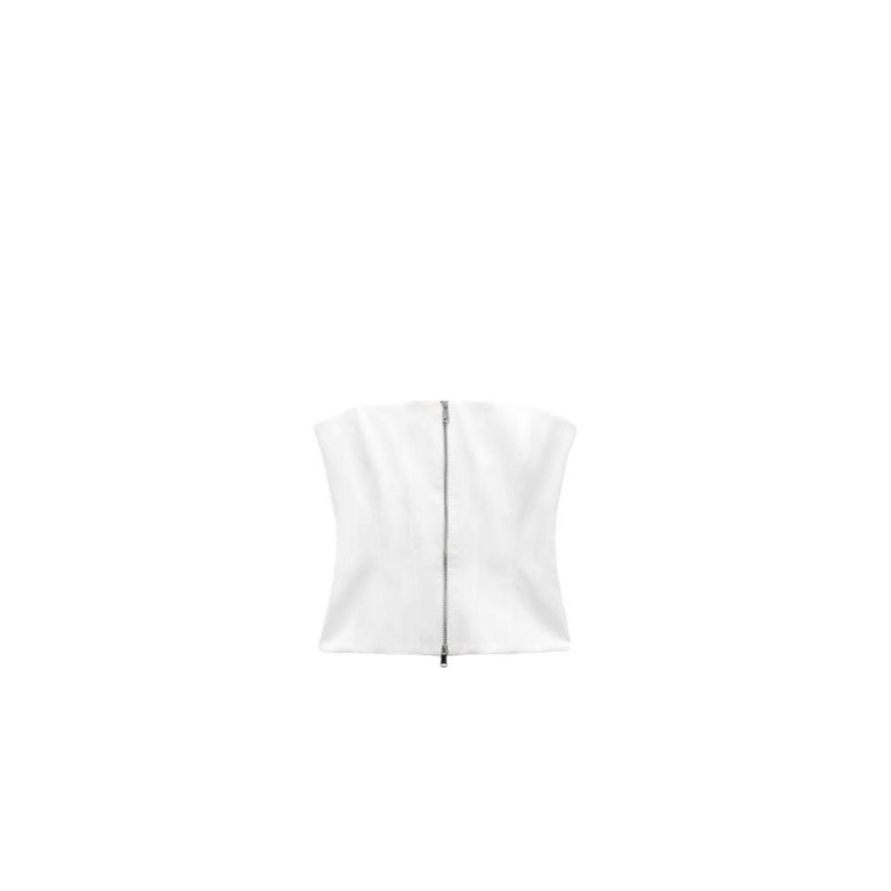 ZARA ZIPPER BANDONE TOP WHITE SIZE S | 3067/068